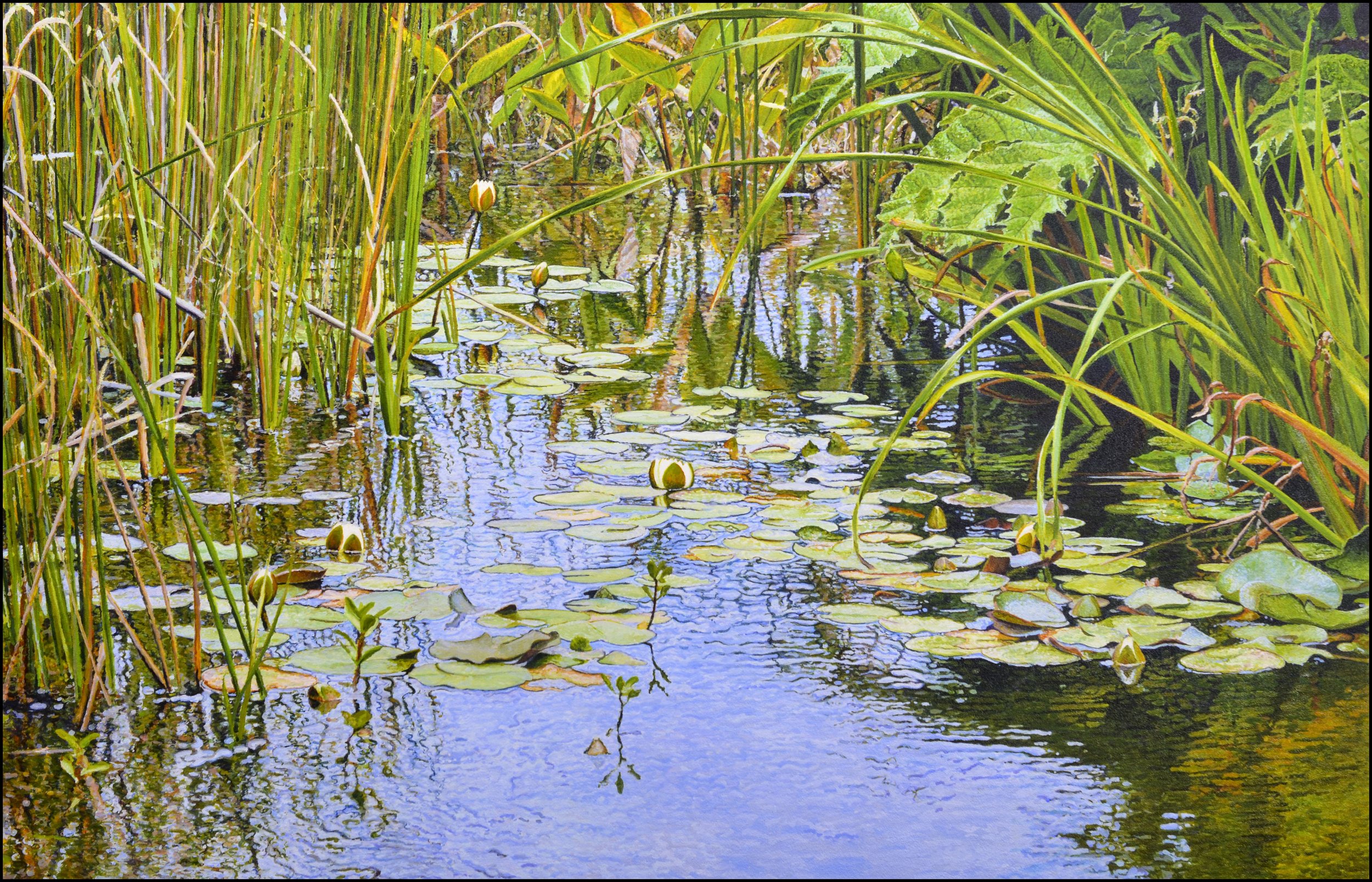 "Pond in Golden Gate Park," Ross Barbera, Acrylic on Canvas, 32" x 48"