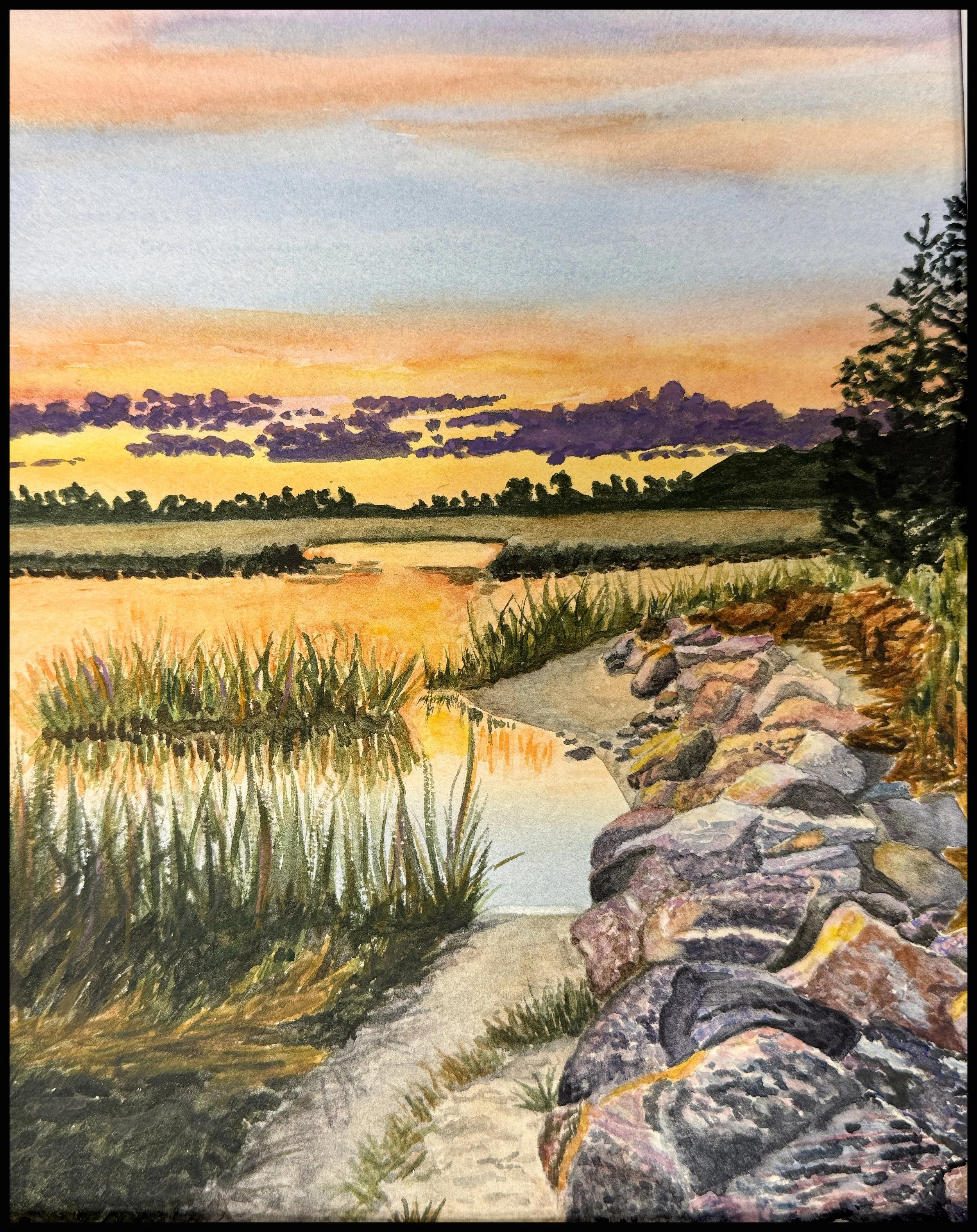 Jeanne Murphy, "The Point at Soundview," Watercolor on Paper