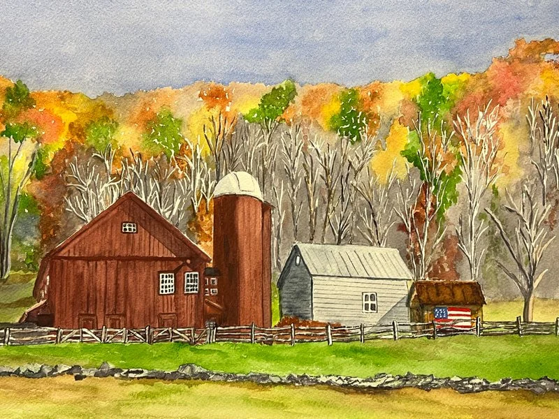 Jane Marconi, "Autumn Day," Watercolor on Panel