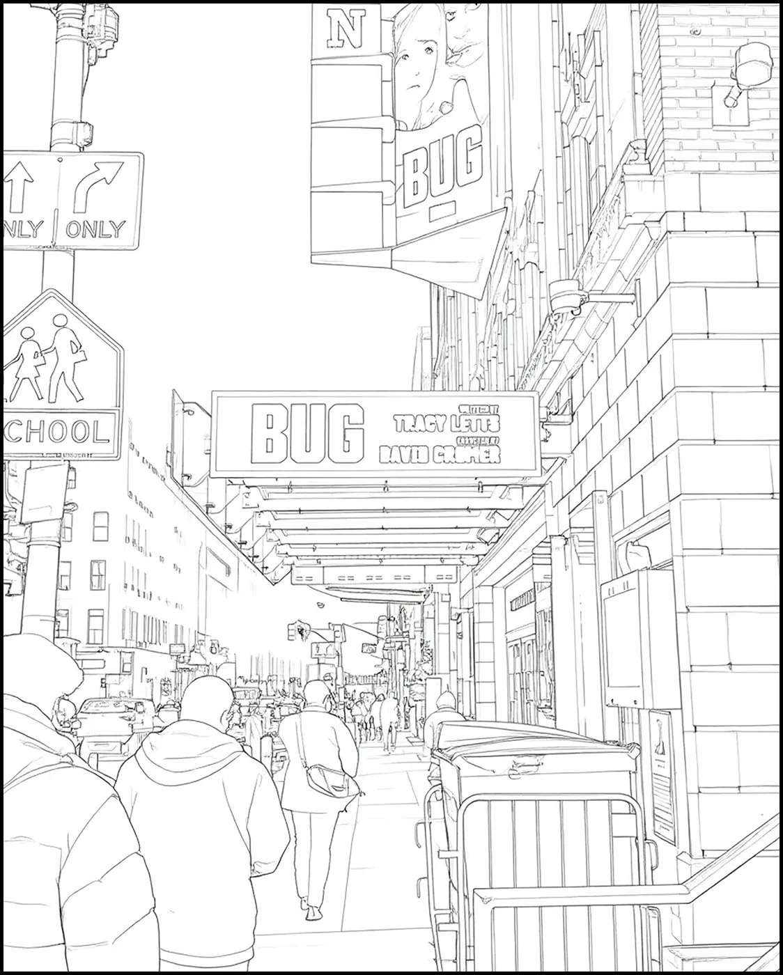 Drawing without perspective lines.