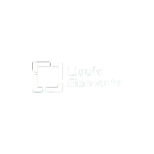 Logo van Liquid Elements met een vierkant grafisch symbool en de tekst 'Liquid Elements'