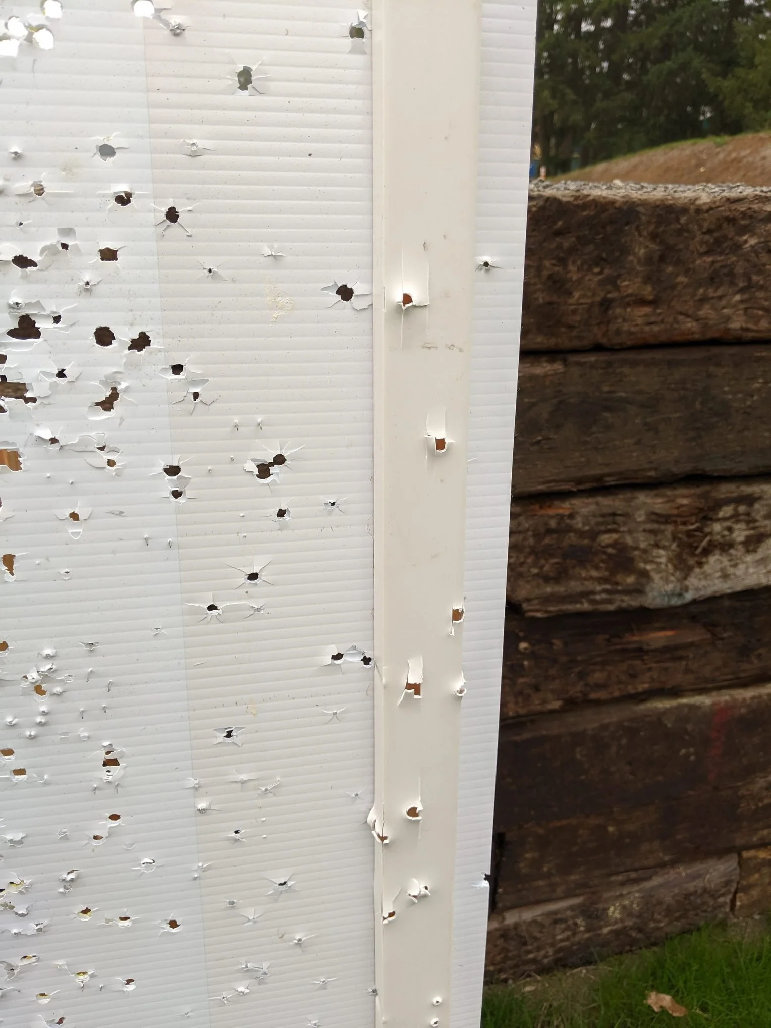 Polymer sticks on gun range 2 with plastic cardboard backer.jpg