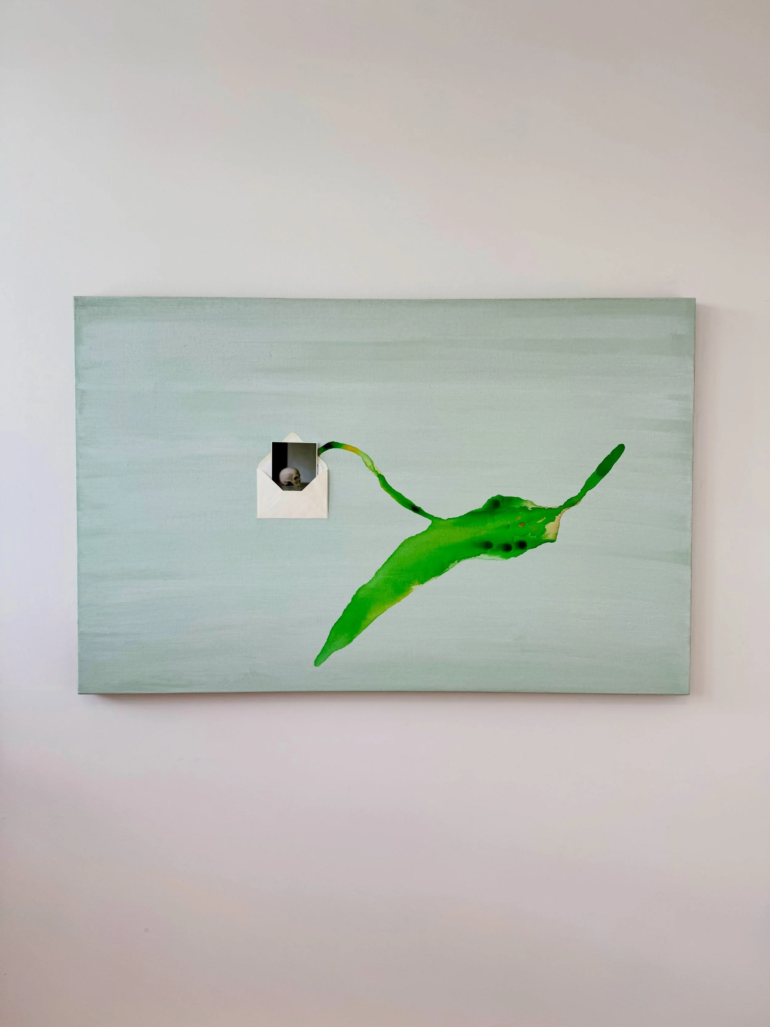 SKULL THINKING, 2026
acrylic and paper on canvas 

140 &times; 90 cm (55,1 &times; 35,4 in) 

Available for sale, feel free to send me a DM.

#contemporaryart #abstractpainting #artcollector #originalart #emergingartist