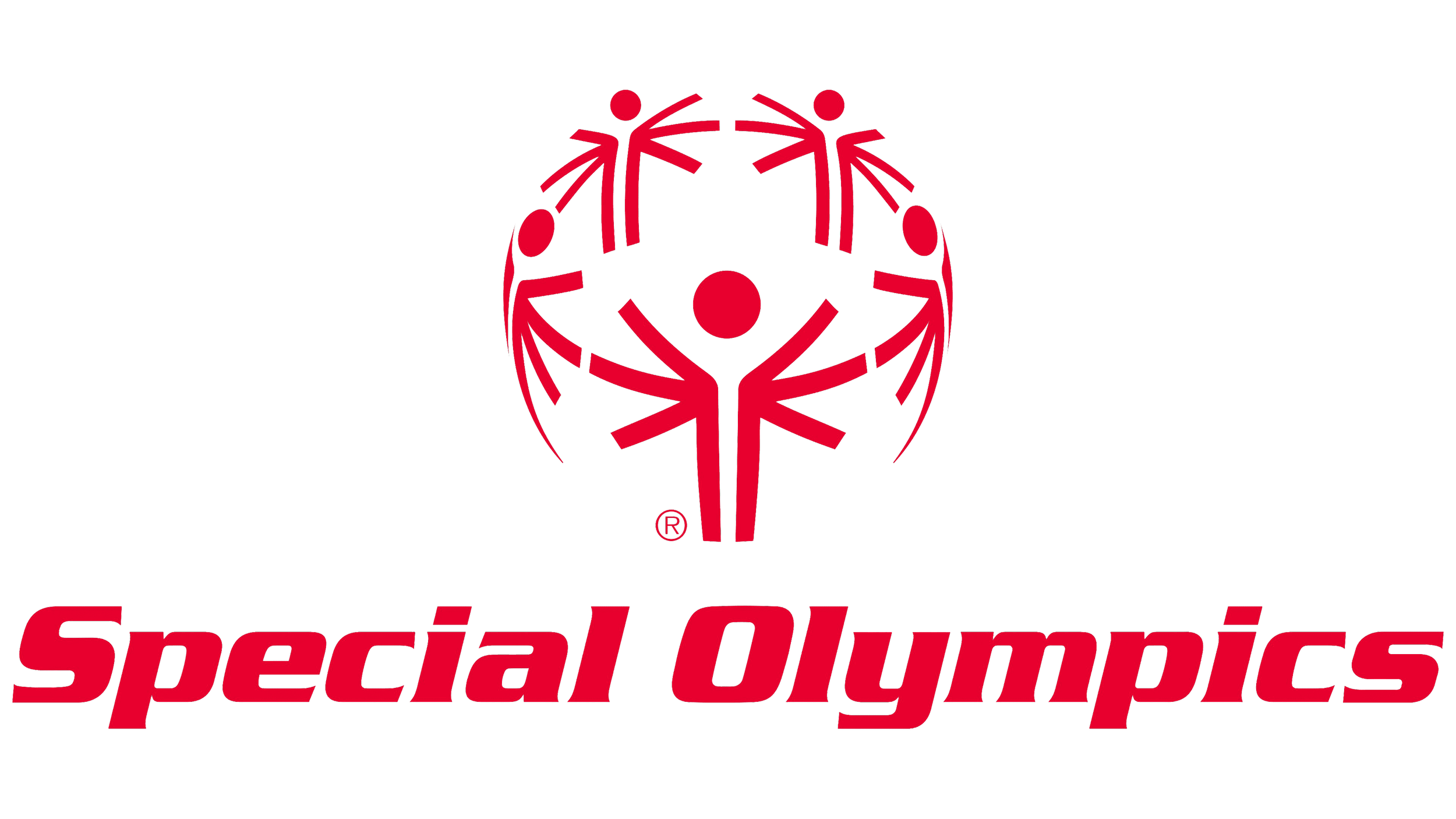 Special Olympics logo featuring a red stylized figure with outstretched arms inside a circle of smaller figures, with the text 'Special Olympics' below in red.