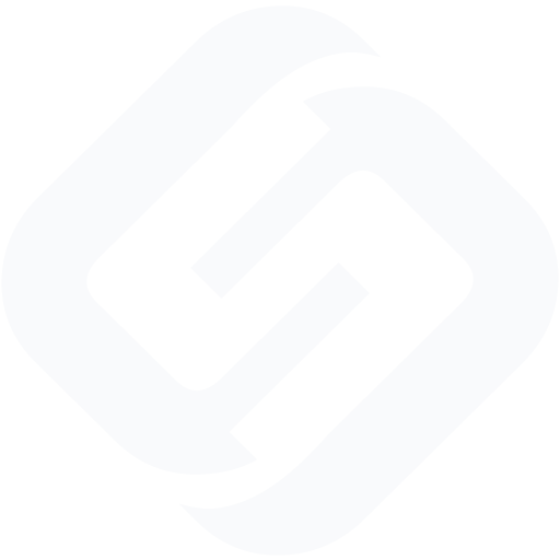 Abstract black and white geometric logo with interconnected shapes.