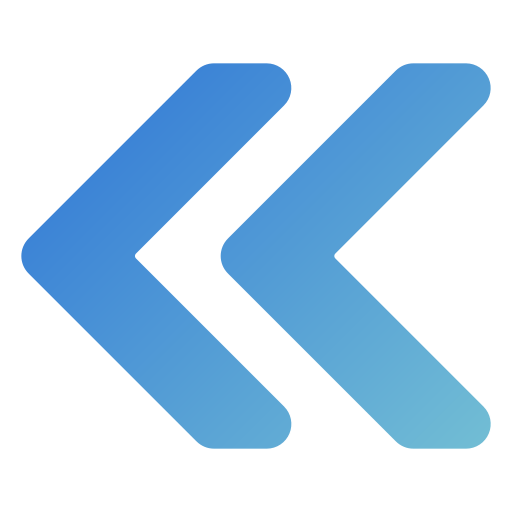 A stylized 3D blue arrow with pink accents.
