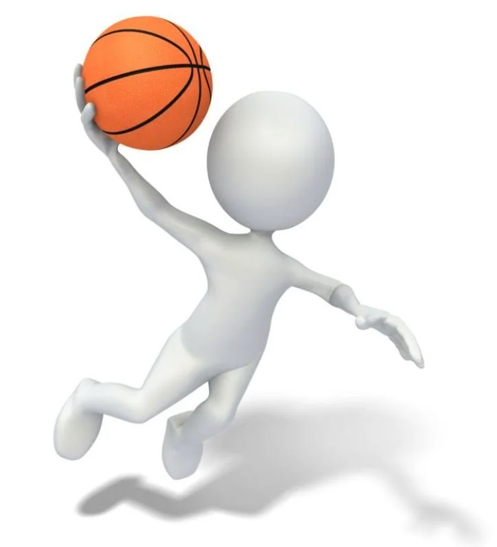 3D cartoon figure holding a basketball