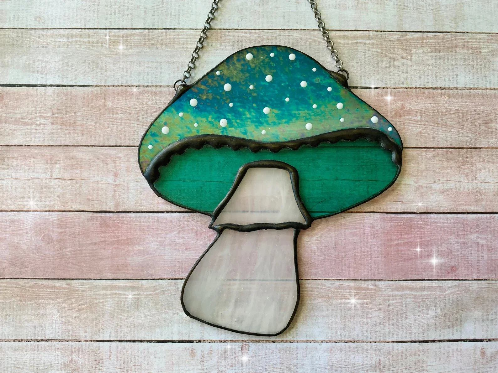 Stained Glass Mushroom Ornament: Hand-Painted Toadstool Decor