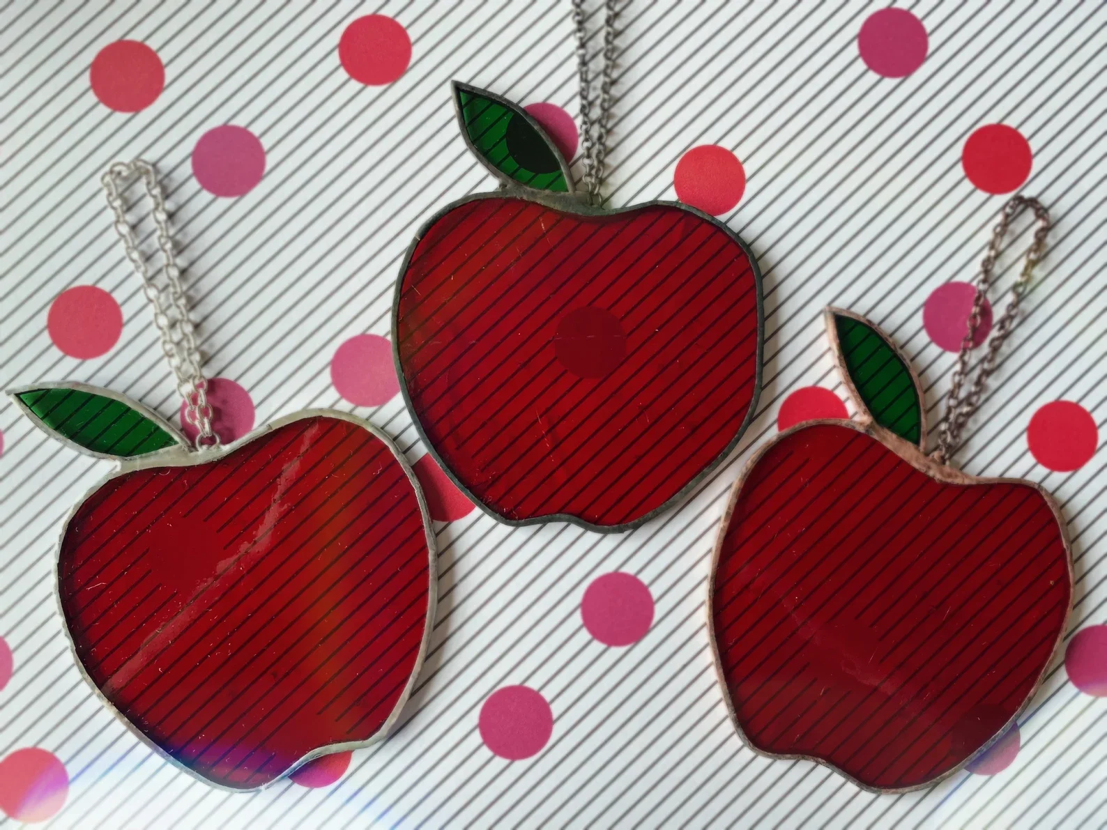 Custom Stained Glass Apple Ornament, Teacher Gift