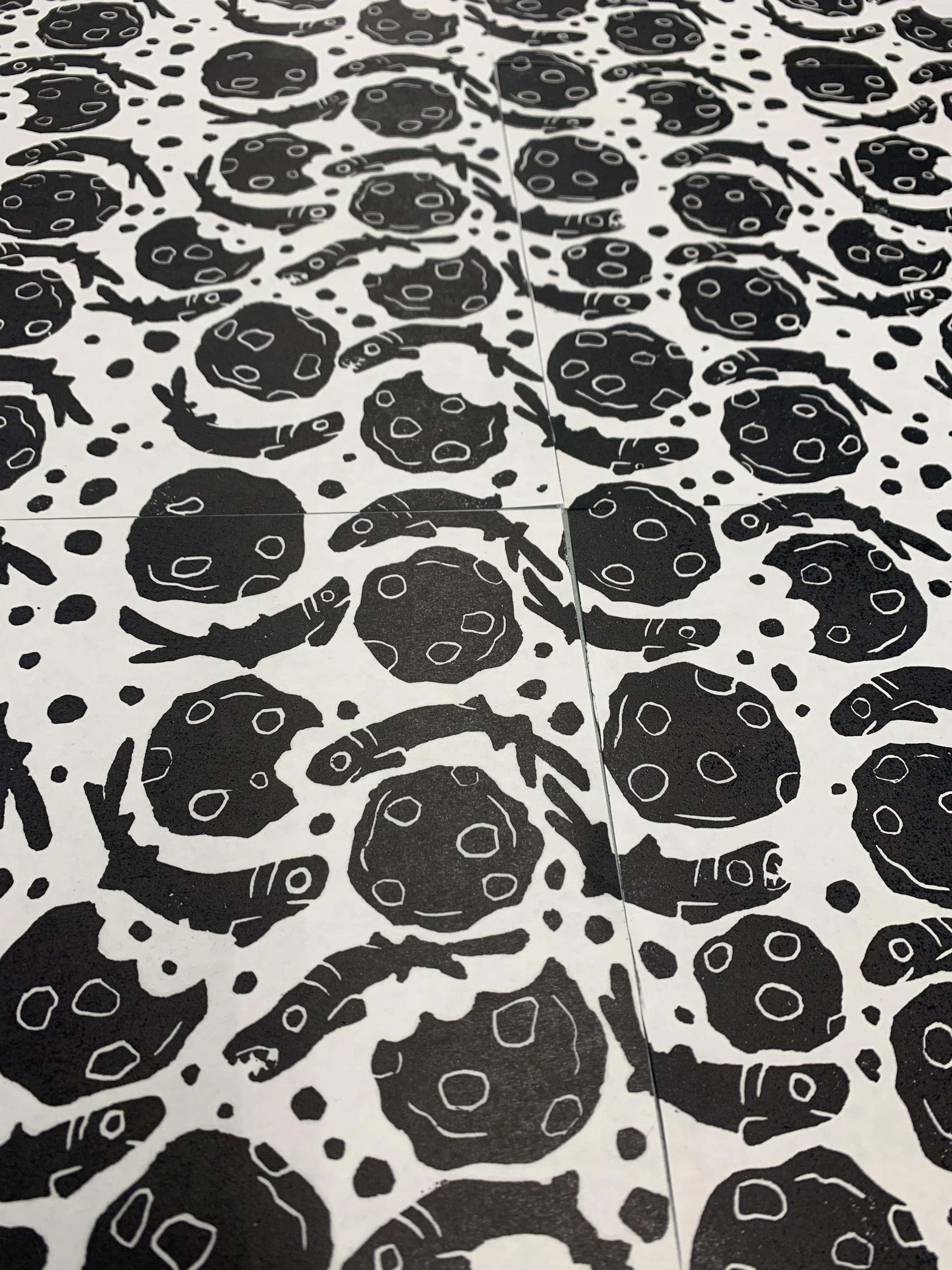 Cookie Cutter Sharks, Relief Print, 2024