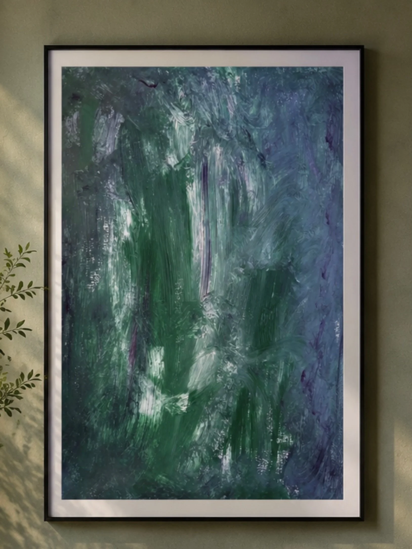 Una obra abstracta de tonos verdes y azules que transmite calma, profundidad y conexi&oacute;n con la naturaleza. Sus capas de color y textura evocan un paisaje difuso que invita a la contemplaci&oacute;n y al silencio.

Dimensiones sin marco: 70cm x