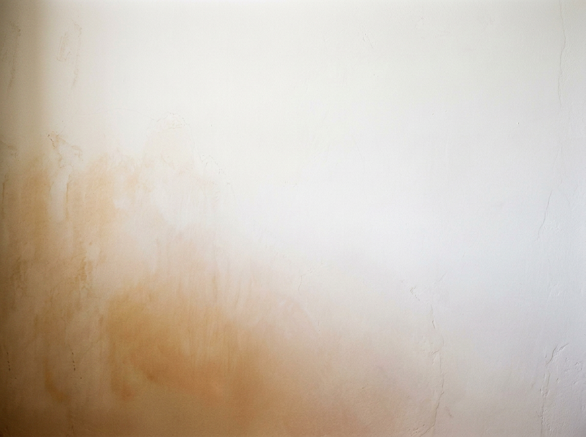 Plain wall with some discoloration and cracks.