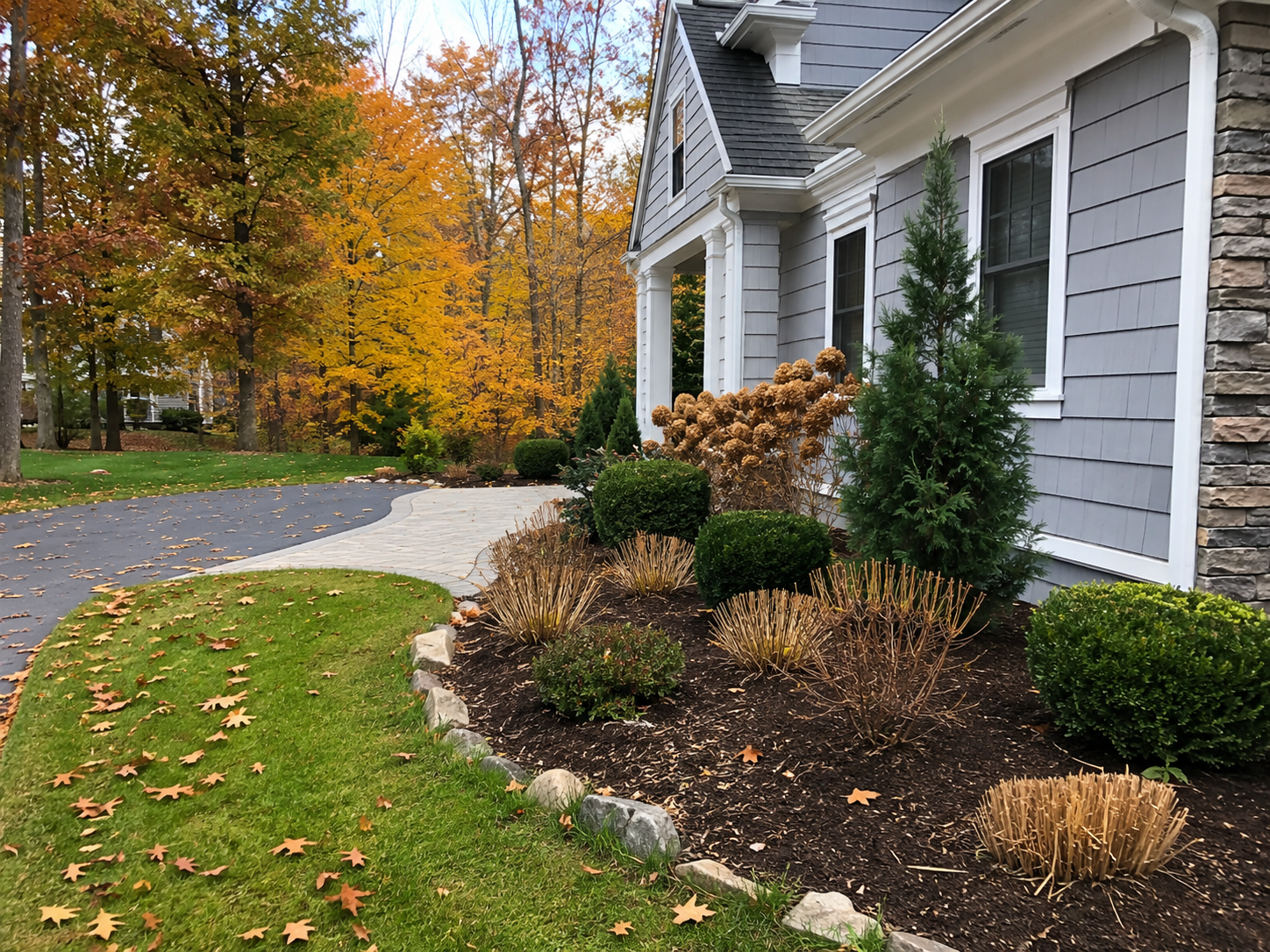 Klayman Landscapes fall cleanup for garden beds leaves debris and seasonal maintenance