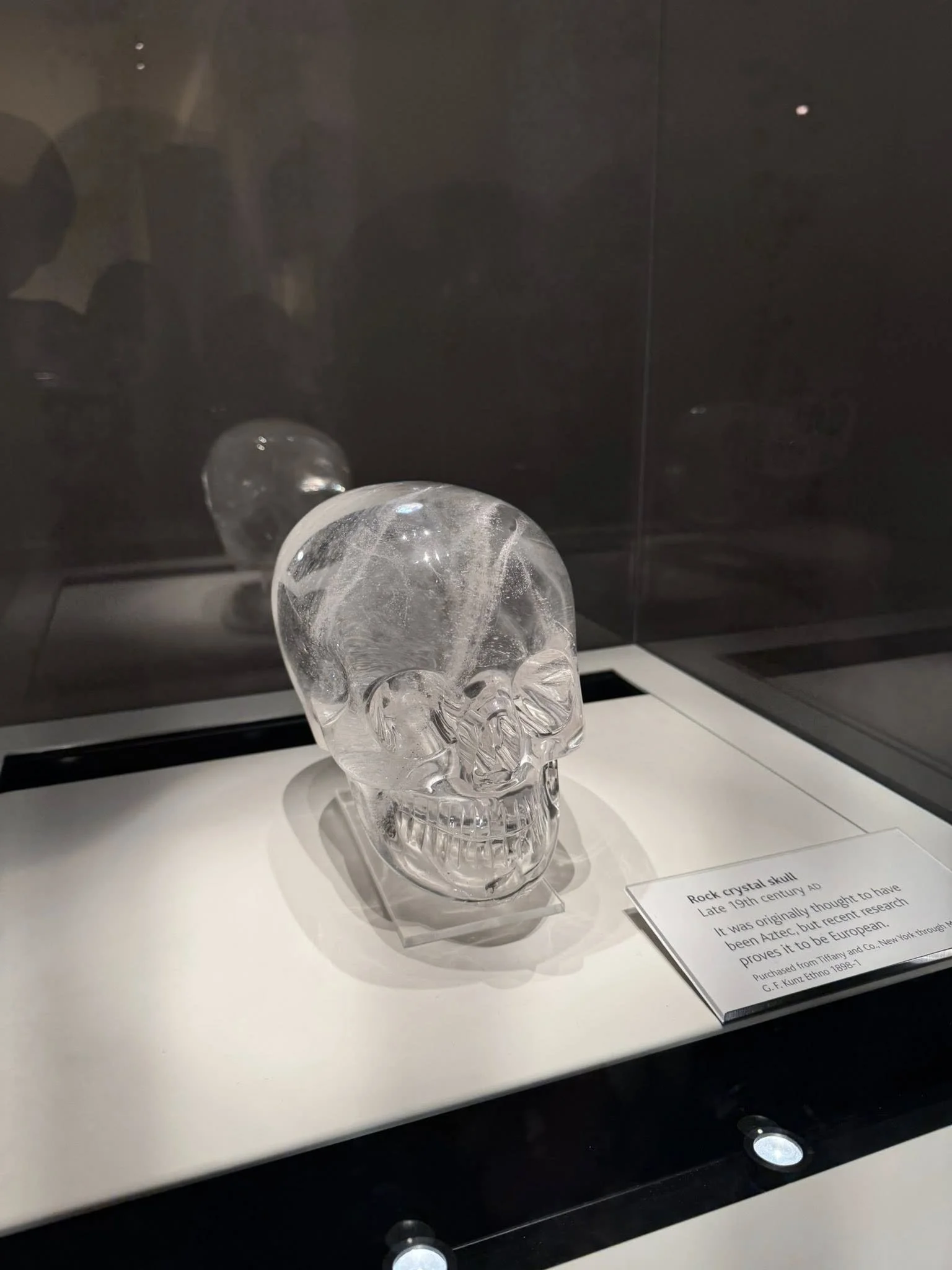 Crystal skull on display at the British Museum.
