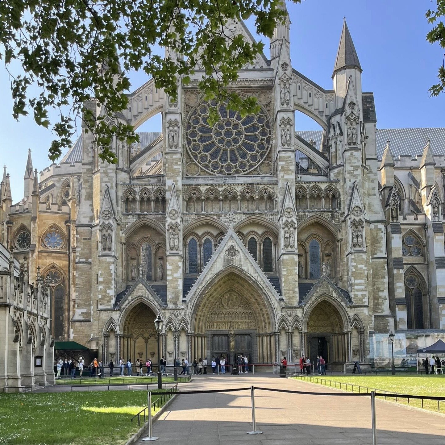 A photograph of the exterior of Westminster Abbey in London, England