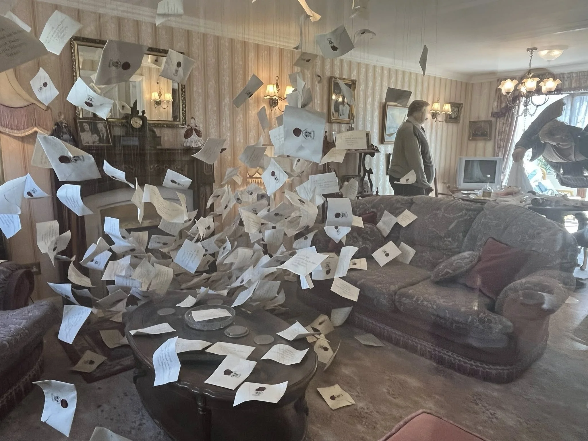 A view of the set of the interior of Privet Drive from Harry Potter when the acceptance letters from Hogwarts come flying in through the fireplace