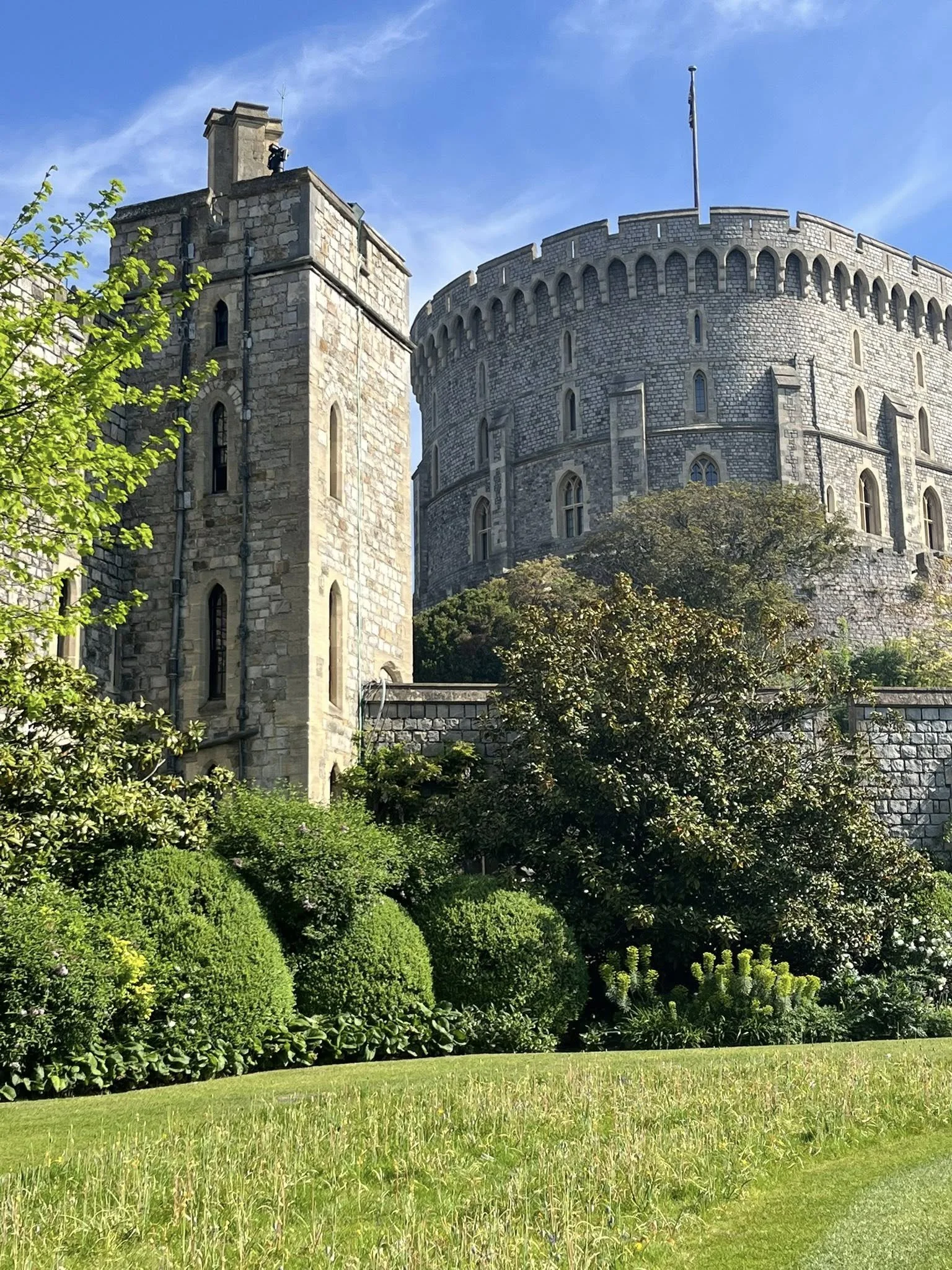 The exterior of Windsor Castle on a sunny summer day