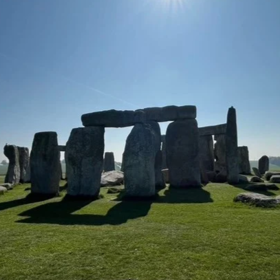 A photograph of Stonehenge on a sunny day in May