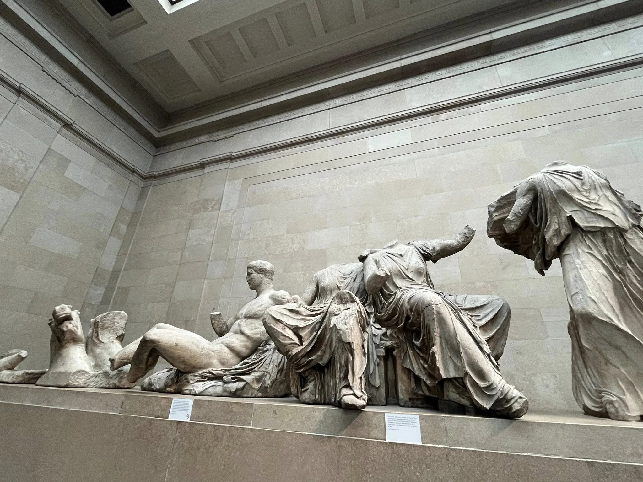 Parthenon Sculptures displayed in Room 18 of the British Museum.