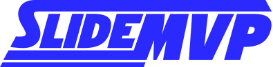 Blue logo with the text 'SLIDEMVP' in bold, stylized font.