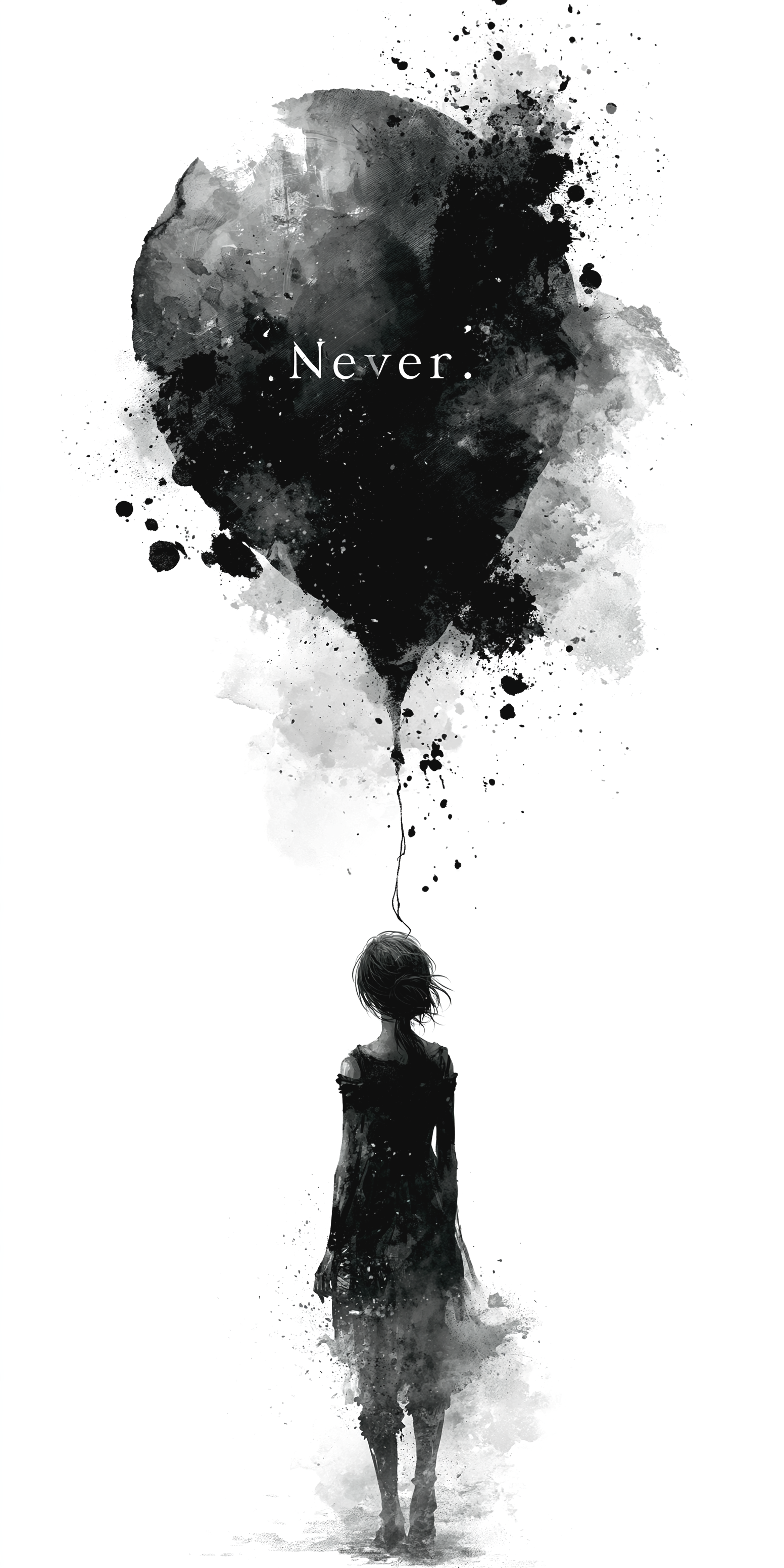 Never She Said Logo image of a small girl holding a balloon.