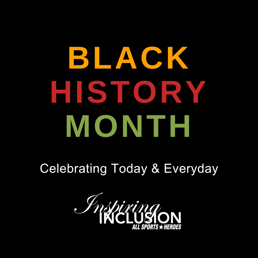 Black History Month celebration poster with colorful text and a message about inspiring inclusion.