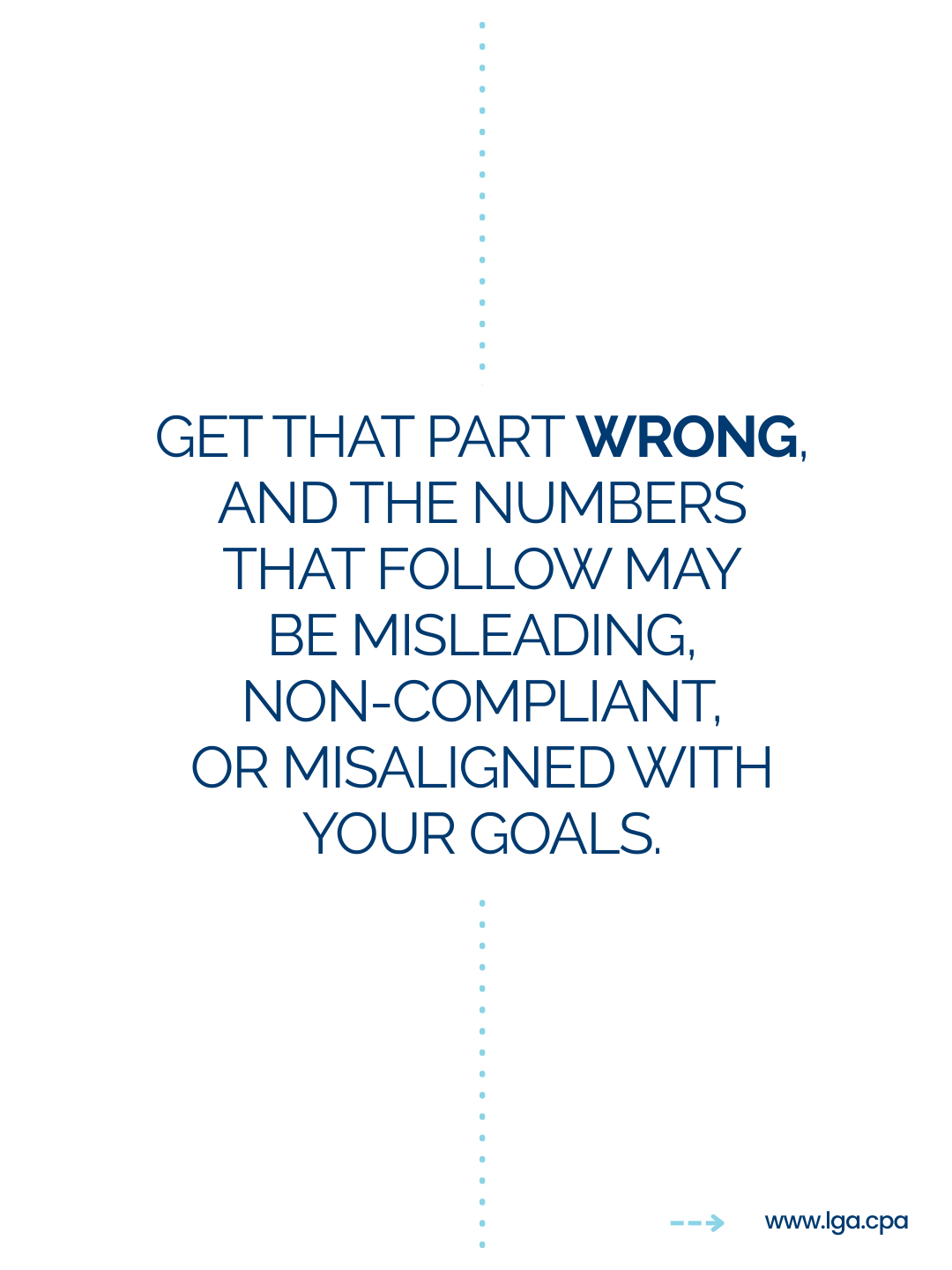 Motivational quote about avoiding misleading or non-compliant parts and numbers in goals.