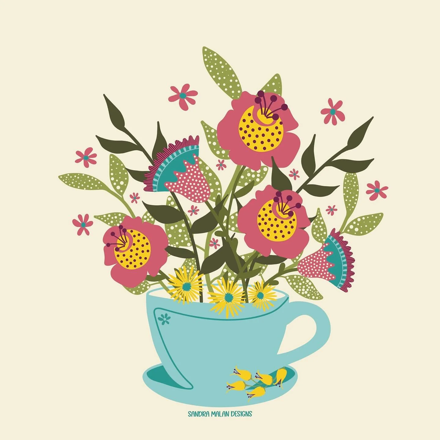 February is for flowers in tea cups and a little extra magic! This month&rsquo;s calendar art is a playful bouquet of bold blooms, cozy color, and joyful detail, just the right pop to beat the winter blues.
Inspired by everyday moments that make us s