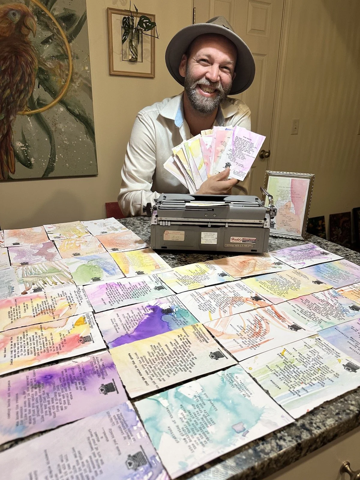 Typewriter Poetry &amp; Paint | offers live typewritten poetry on watercolor art |  interactive event entertainment &amp; authentic guest engagement at your next event including Weddings, brand activations, corporate and community events