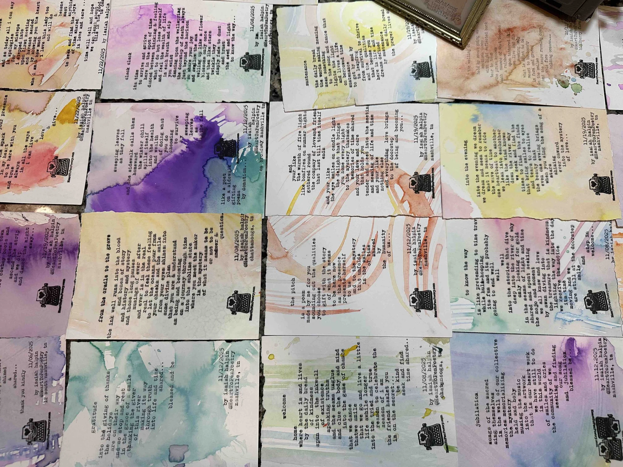 collection of poems on watercolor paper