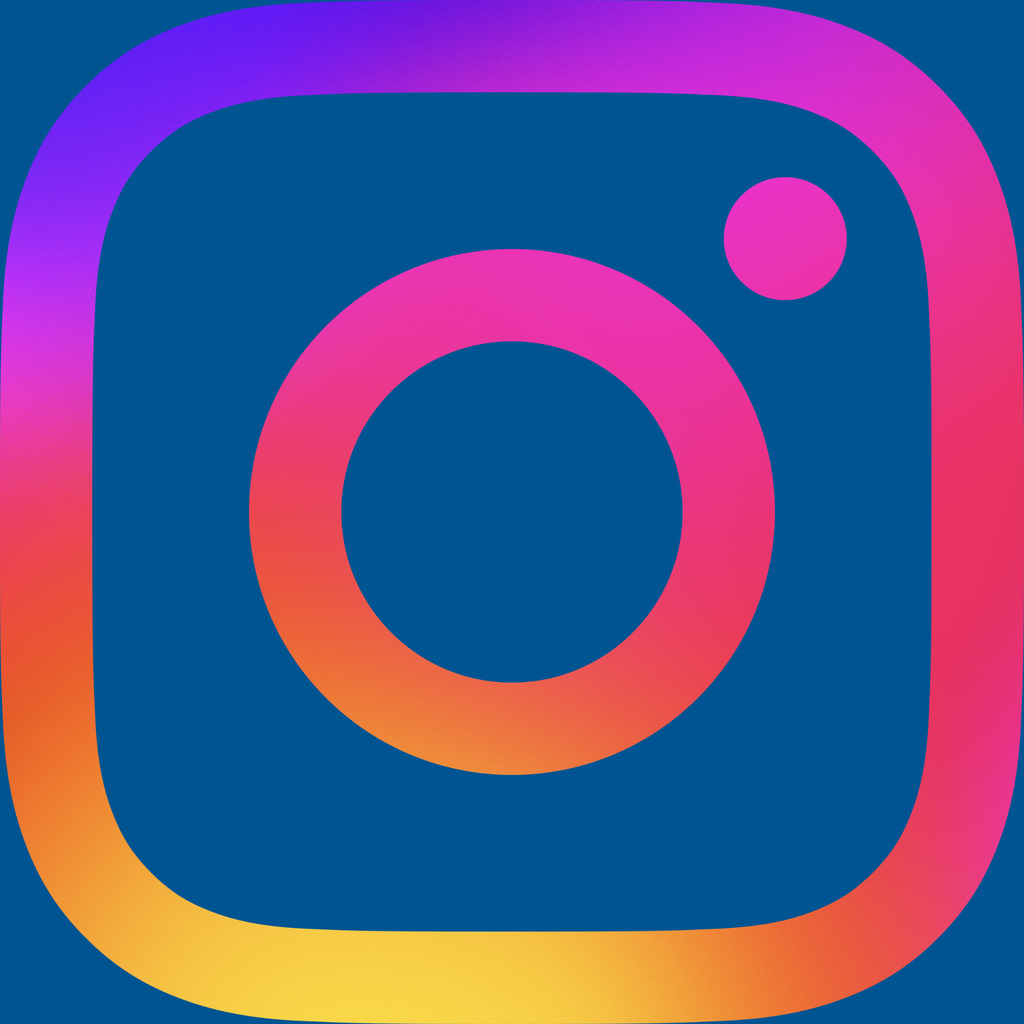 Colorful abstract logo with overlapping circles in pink, purple, orange, and yellow on a dark blue background.