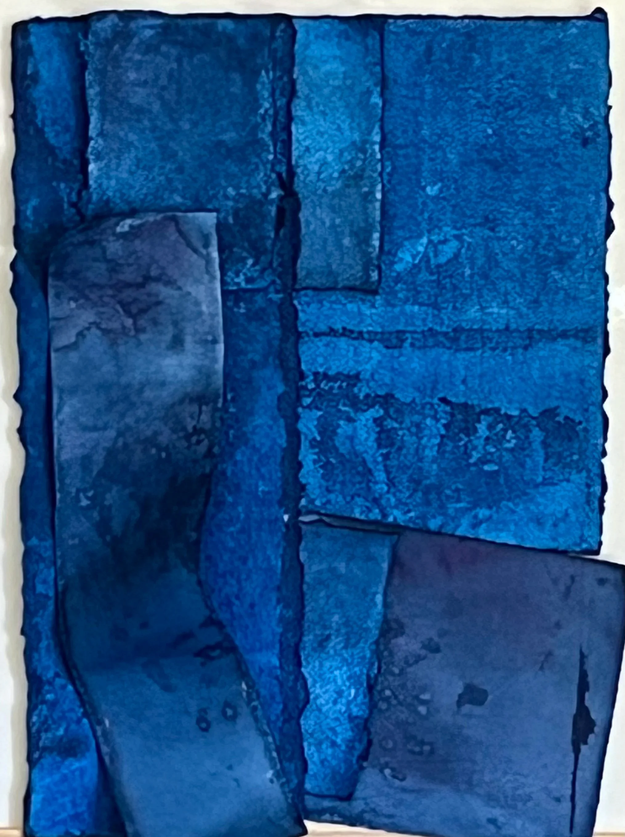 Blue Study #2.  pigment dyed handmade paper 
15” x 20”. $1200