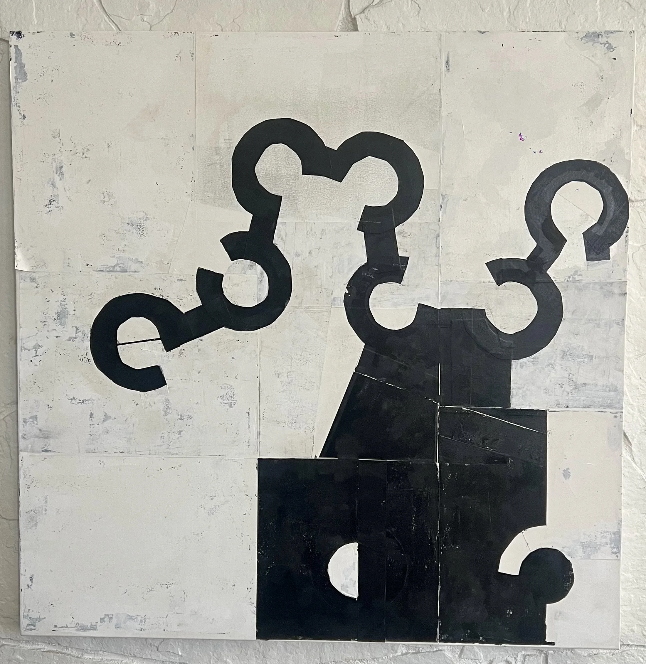 UNCHAINED MELODY, acrylic and paper on canvas,   36” x 36”  $ 4000