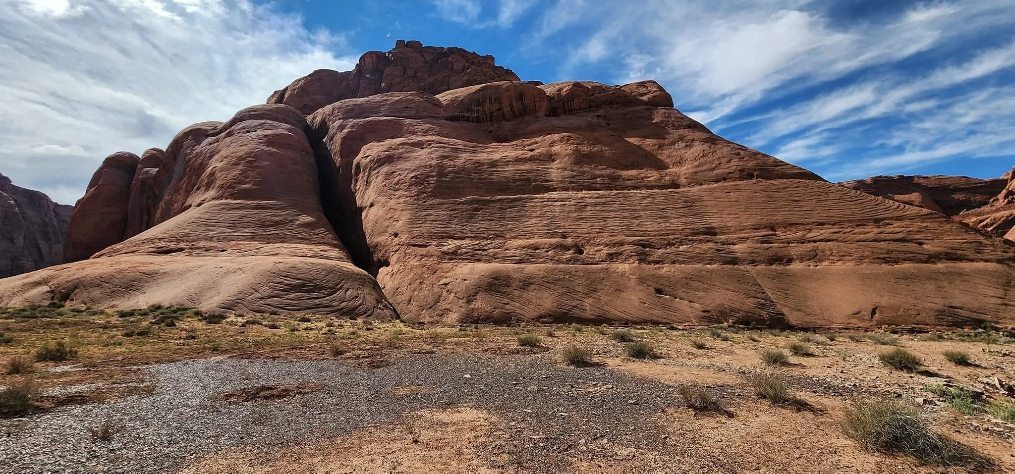 On Horseshoe Bend looking up at it after kayaking to it from near the Glen Canyon dam