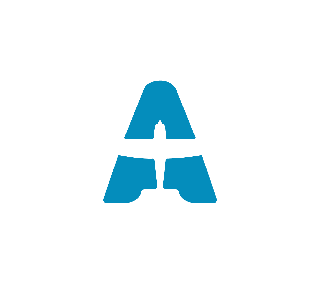 Letter A in bold, blue font with a subtle gradient, featuring a silhouette of a Cessna plane integrated into the middle of the letter.