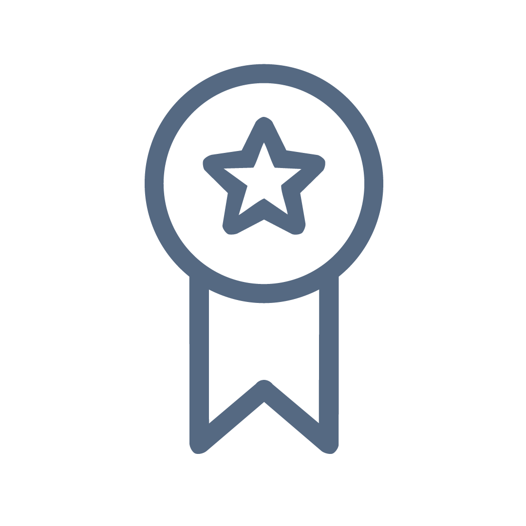 Icon of an award or medal with a star in the center.