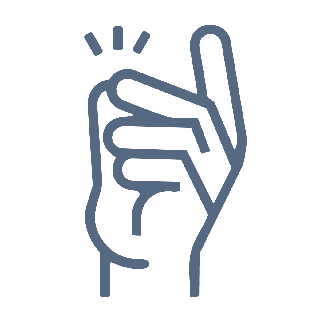 Icon of a human hand with fingers crossed, indicating hope or luck.