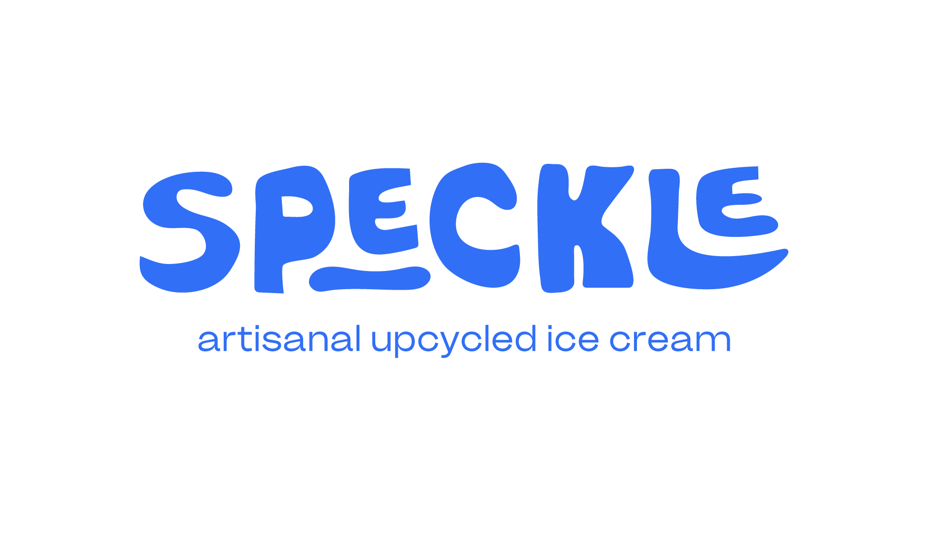 Logo for Speckle, an artisanal upcycled ice cream brand, with the brand name in bold blue letters and tagline underneath.