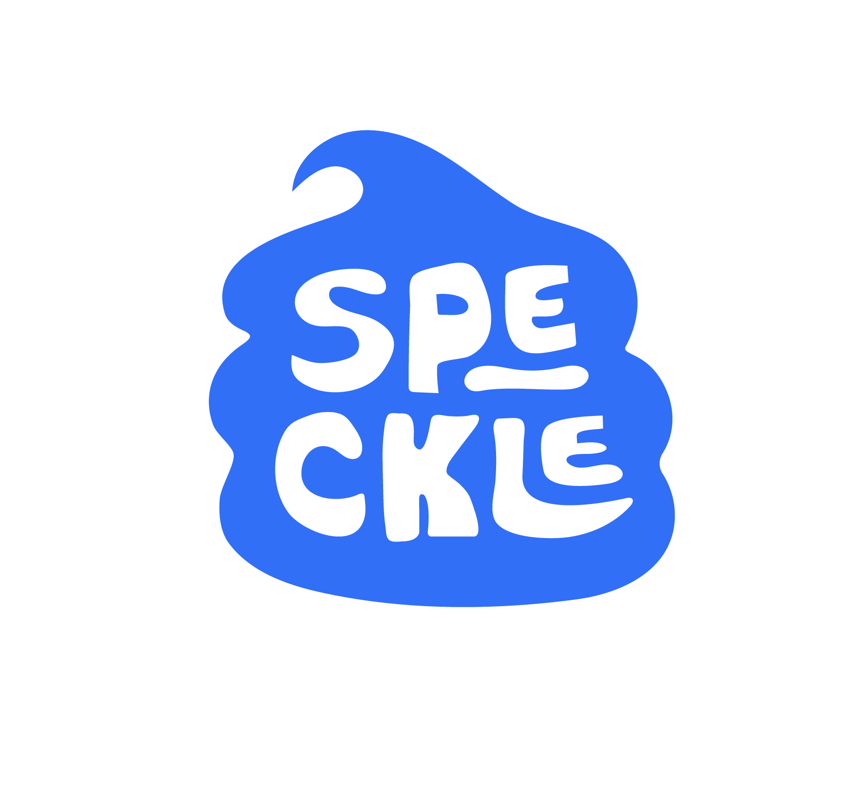 Blue ice cream scoop with white text that reads 'SPECKLE' in stylized letters.