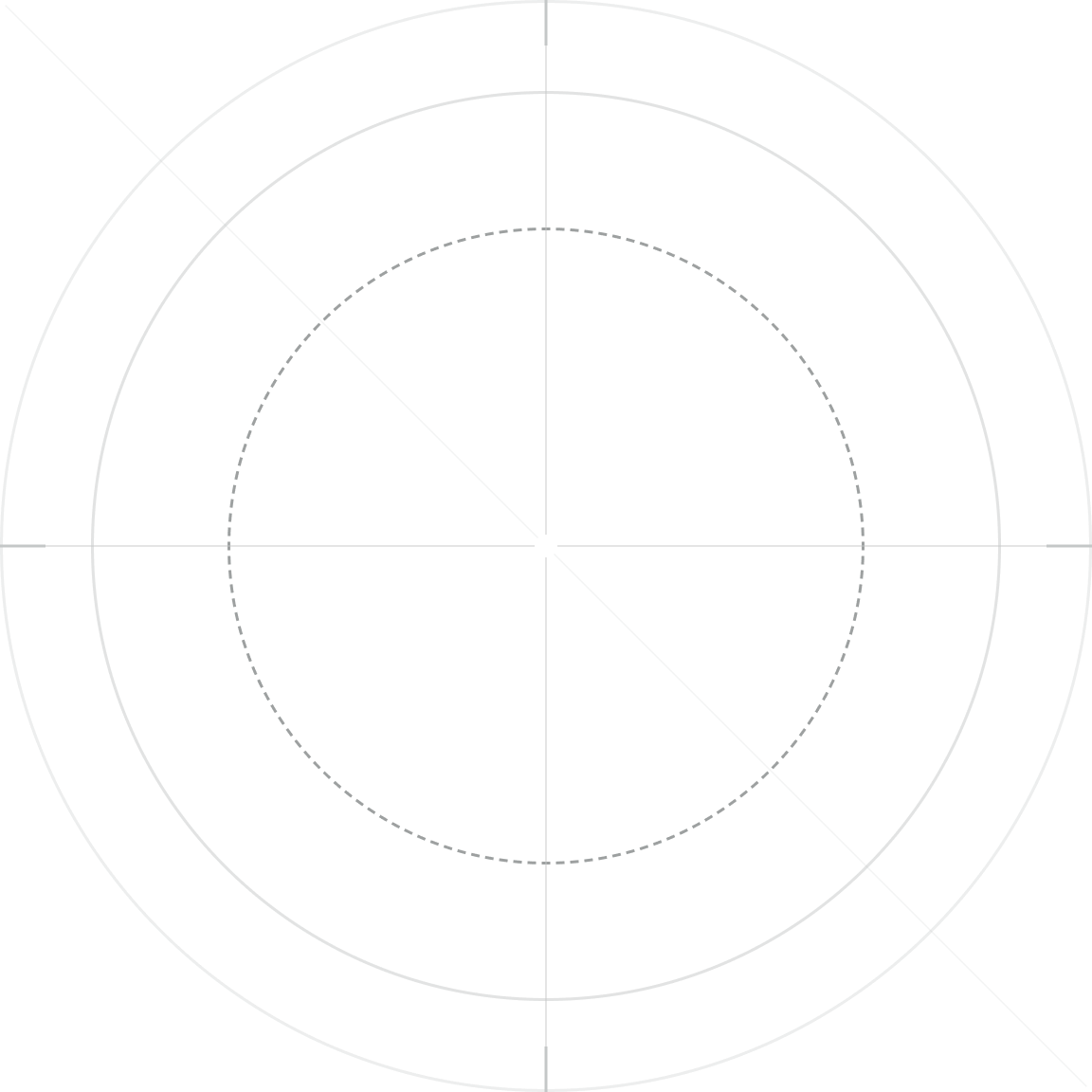 Blank black radar screen with concentric circles and crosshairs