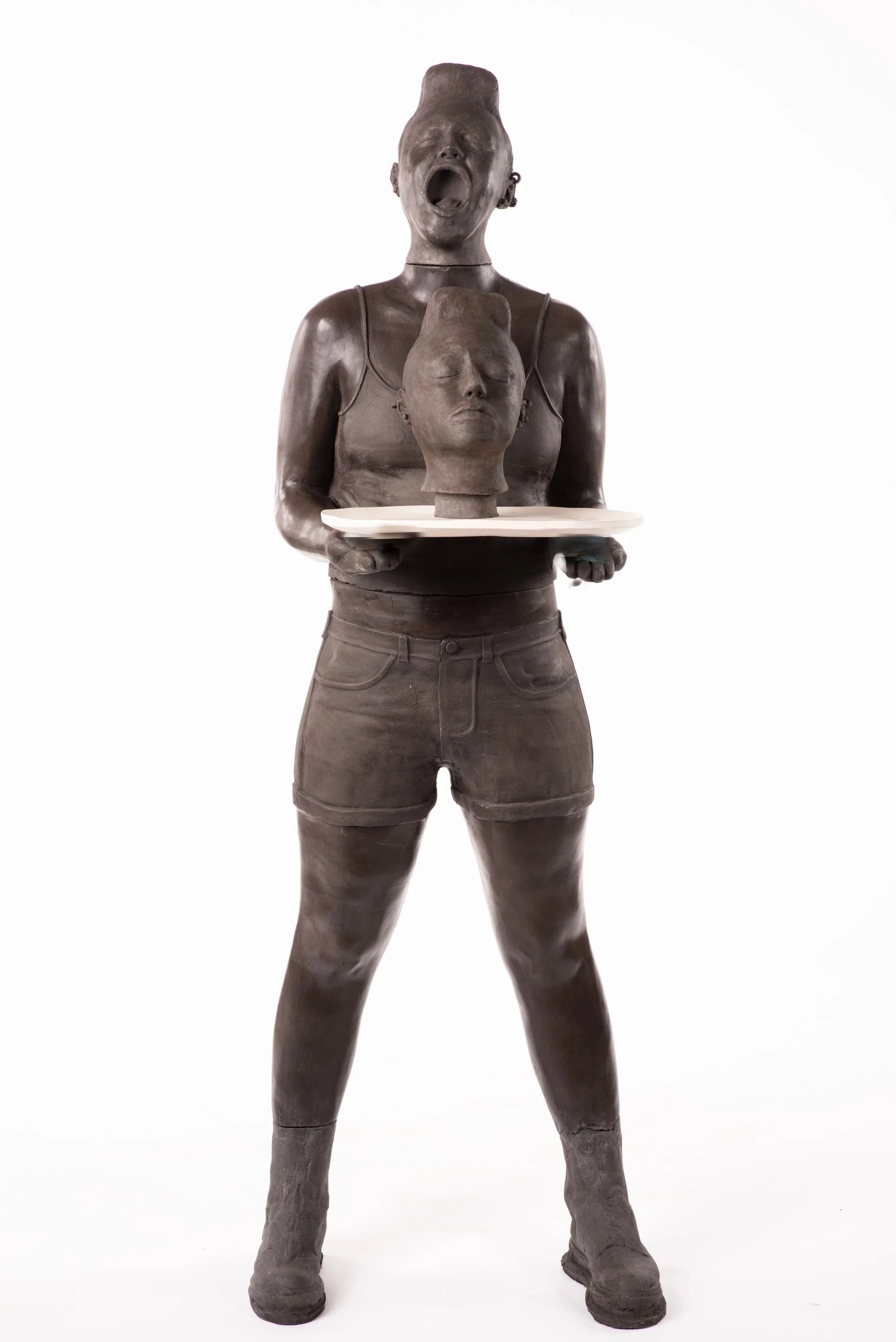 Black Stoneware, White stoneware. Unglazed.
H 165cm x W 57cm x D 30cm, 2022