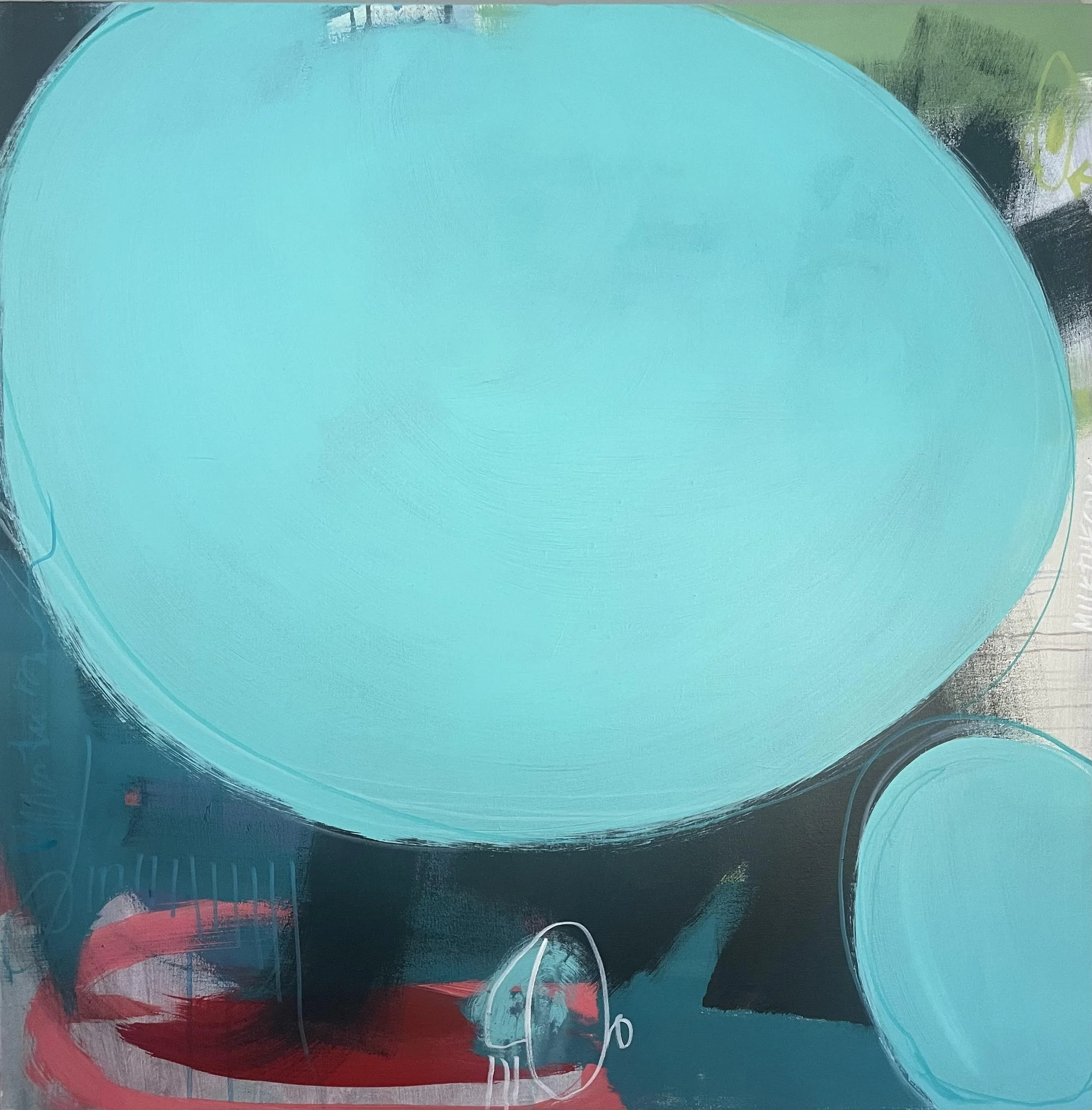 Gurgle, Acrylic and paint marker on canvas, 38" x 38" x 2", 2026