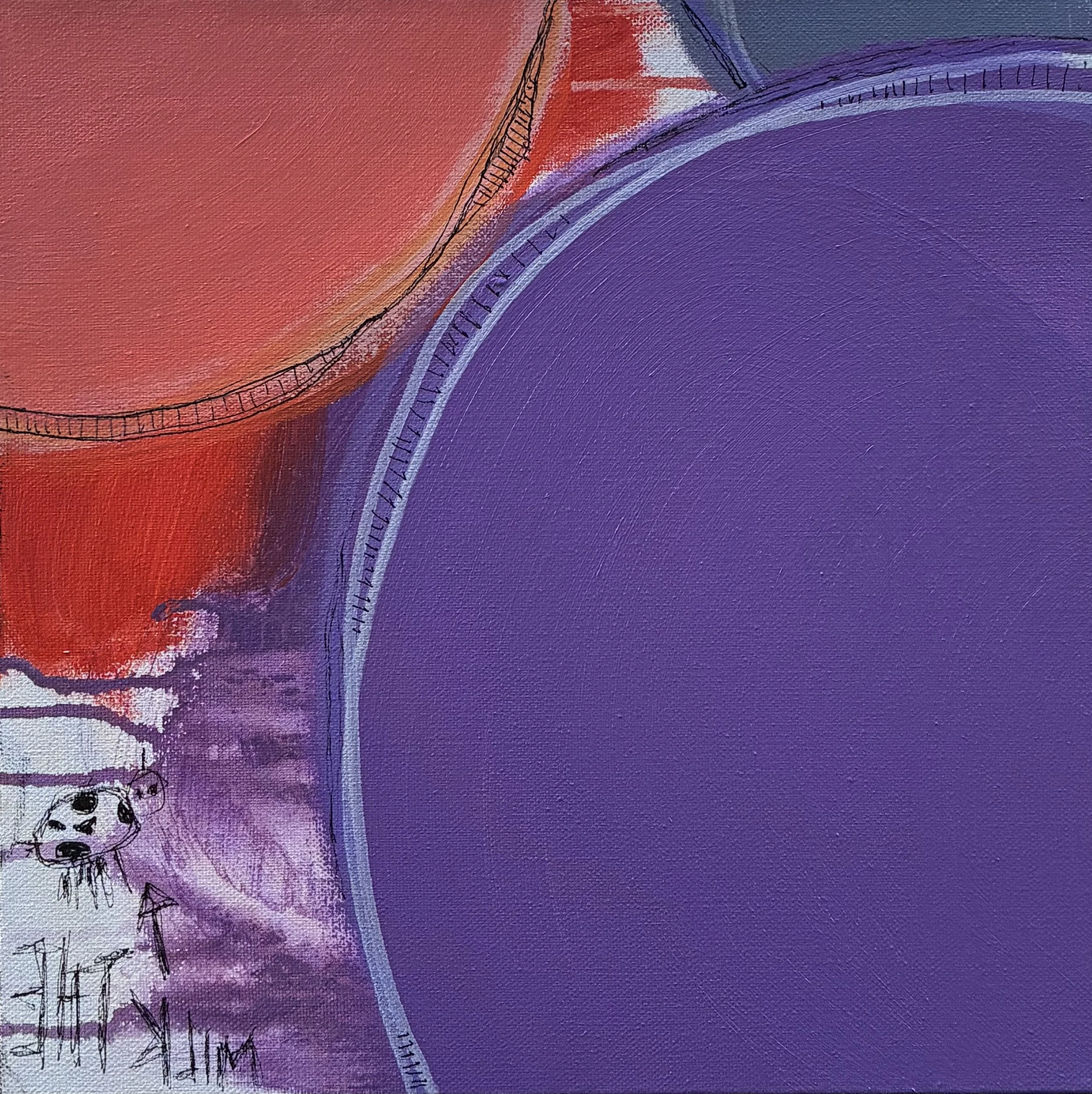 Mixer, Acrylic, paint marker and pen on canvas, 12" x 12" x 1", 2026