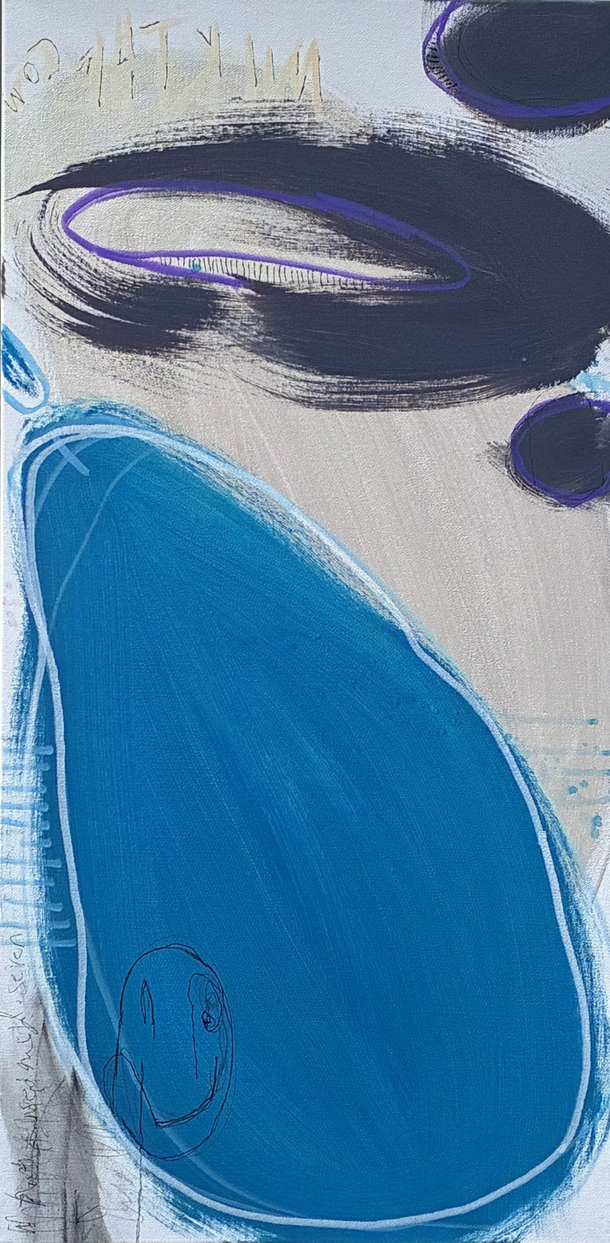 Pool Ball, Acrylic, paint marker and ink on canvas, 30" x 15" x 2", 2026