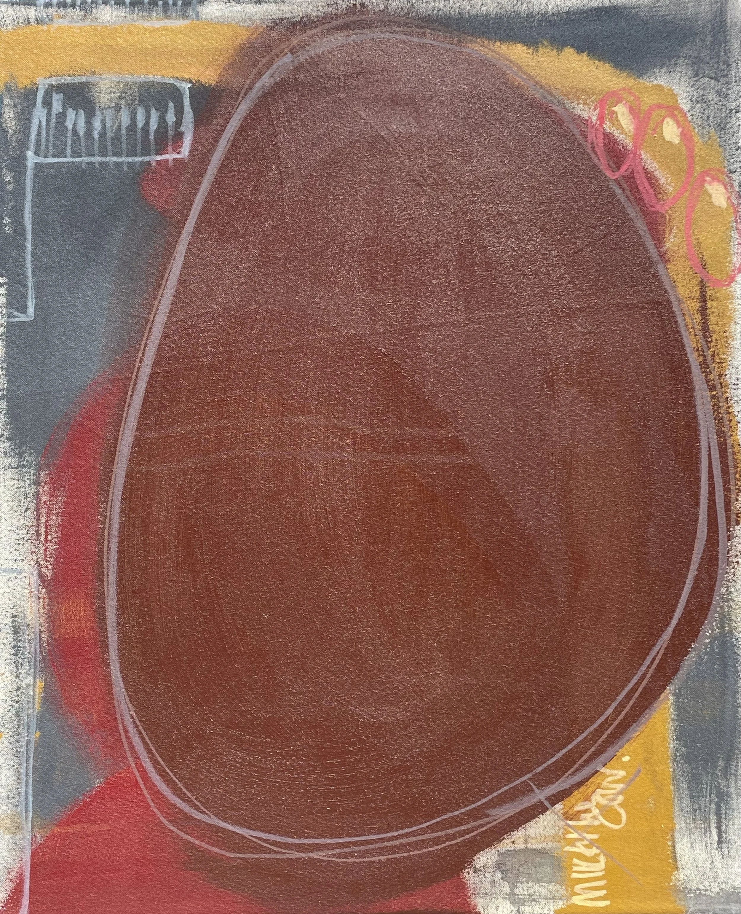 huevo, Acrylic and paint marker on canvas, 24" x 20" x 2", 2026