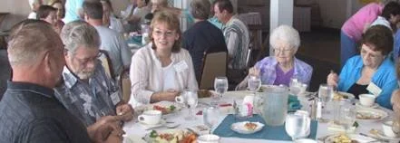Beatrice Boone (second from right) will be 99 in September 2006! She and her daughter, Mary Ruth (on Beatrice’s left) drove to Old Lyme from Michigan.