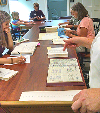 Several Huntleys attended a session at the Old Saybrook Historical Society to research their genealogy