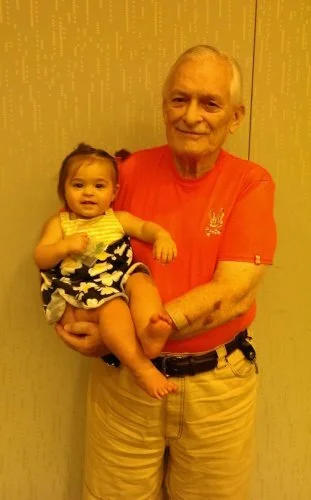 The youngest and oldest members to attend the reunion: Cara Reynolds and Gordon Huntley