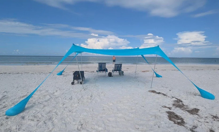 Ninja Sun Shade set up on beach