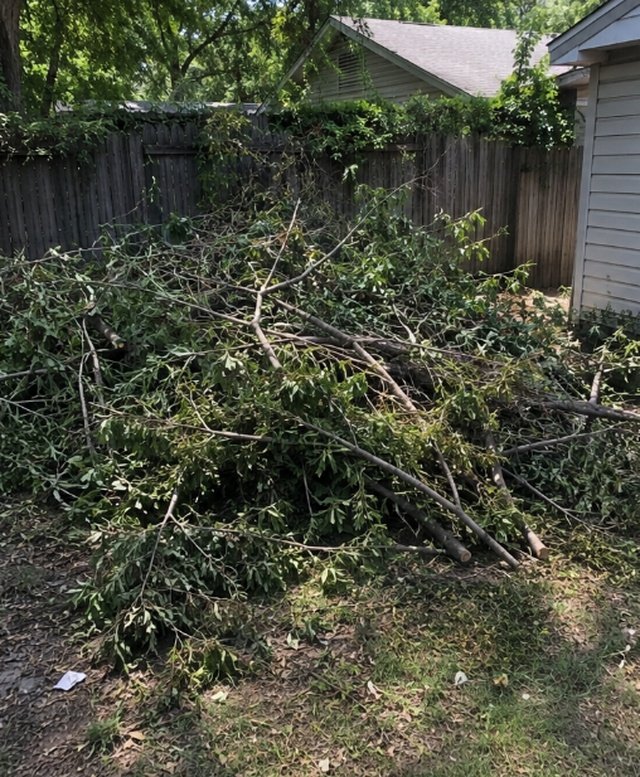 Yard waste before removal